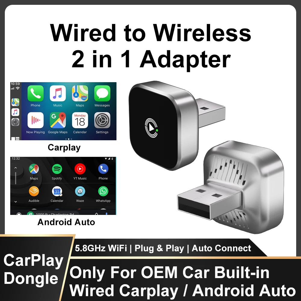 2025 neue CarPlay Android Auto Wireless Adapter Stecker Und Spielen Universal Auto spielen Für VW Toyota Nissan Honda Ford Benz Wired CP/AA Image