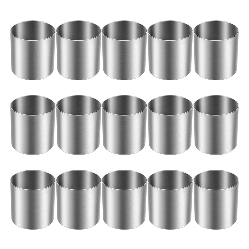 Y17A 15 Stück Edelstahl Mousse Ringe Runde Keks Cutter Kuchen Form Küche Backen Gebäck Werkzeug Für Torte, Fondant usw Image