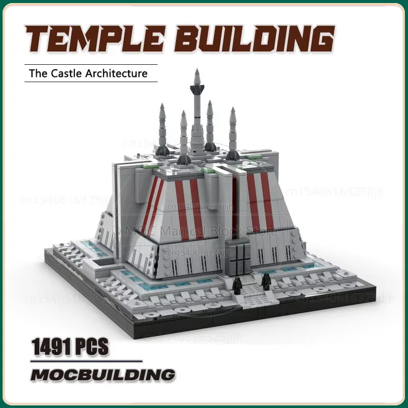 Film Szene Tempel Gebäude Coruscant MOC Bausteine Technologie Ziegel Kreative Display Modell Sammlung Spielzeug Geschenke Image