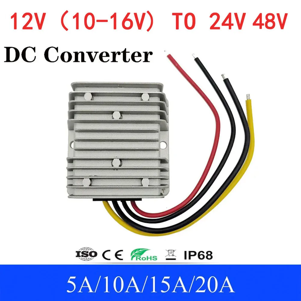 12V bis 24V 48V 5A 10A 15A 20A Step-up DC DC Konverter 120W 240W 360W 480W Boost Spannungsregler wasserdichtes Stromversorgungsmodul Image