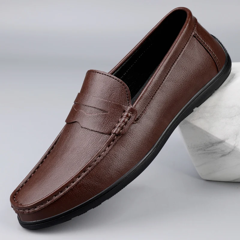 Echtes Leder Männer Müßiggänger Bequeme Herren Casual Schuhe Luxus Marke Mann Formale Kleid Schuhe Atmungsaktive Slip auf Boot Schuhe