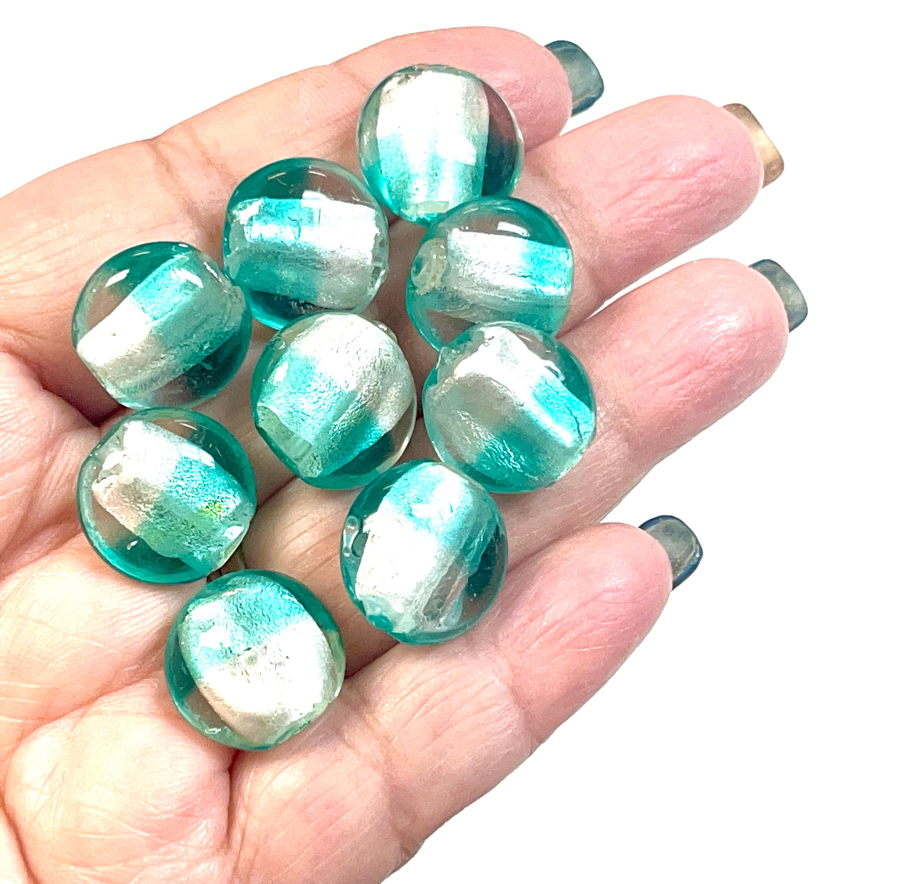 5 perle di vetro lavorato a lume da 16 mm, perle di vetro lavorato a lume bicolore, perle di vetro di Murano, perle di vetro in stile veneziano, perle