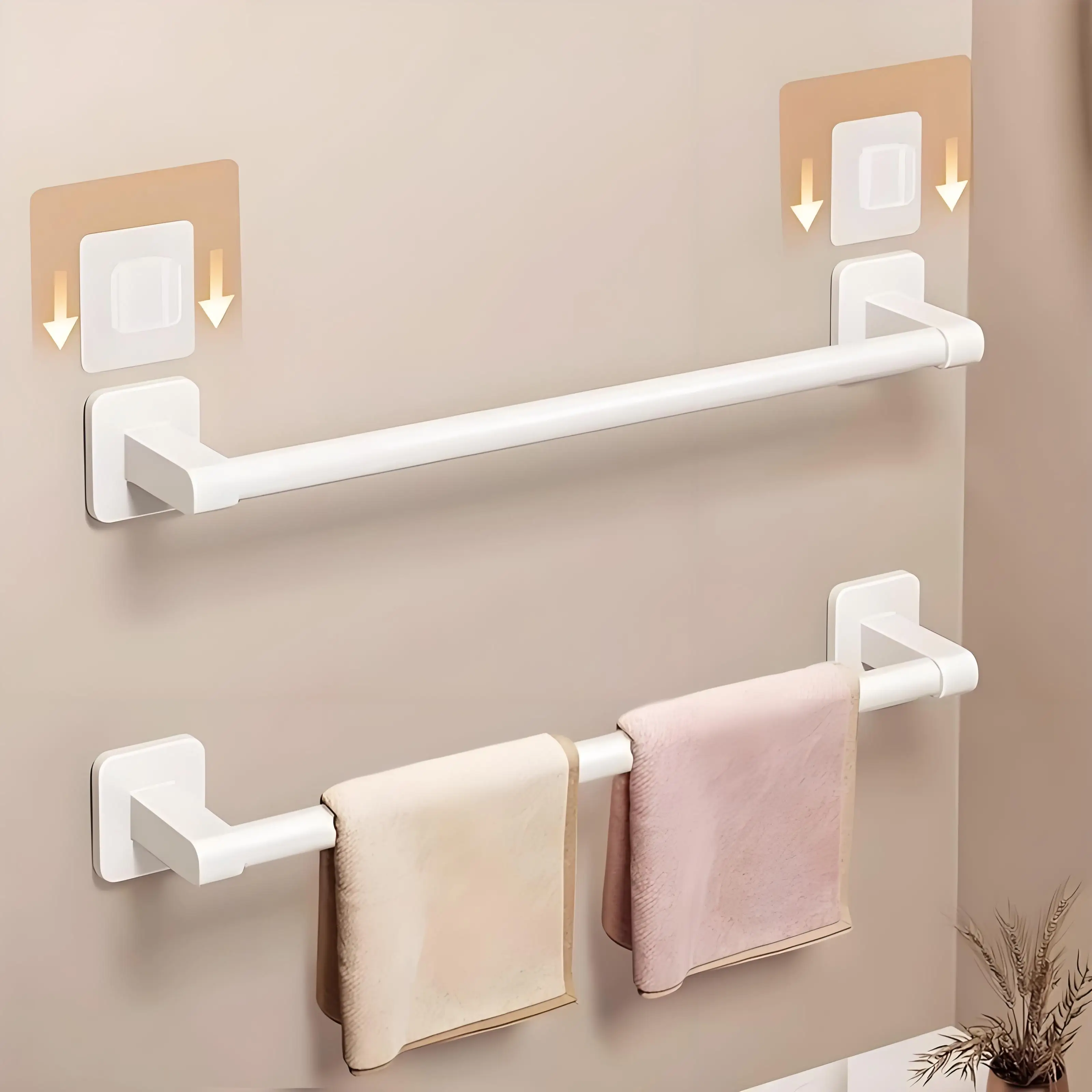 Mur Porte-serviettes Rangement de salle de bain Pas de forage Bar horizontal de salle de bain Porte-serviettes Cuisine Accessoires de salle de bain