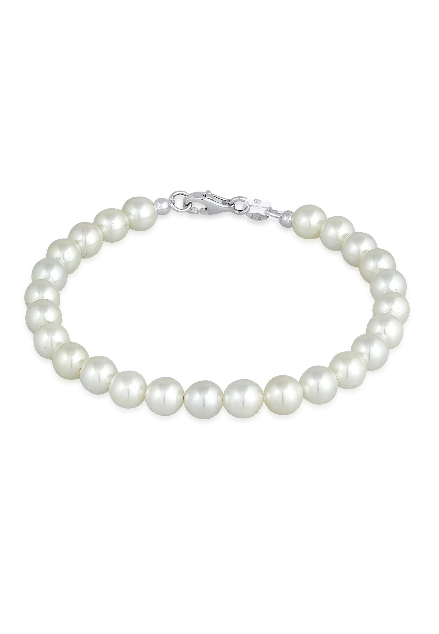 Perlenarmband ELLI "Zeitlos aus Muschelkernperlen 925 Silber", weiß, Armbänder, Damen, 19cm, ohne Stein, Silber 925 (Sterlingsilber) Image
