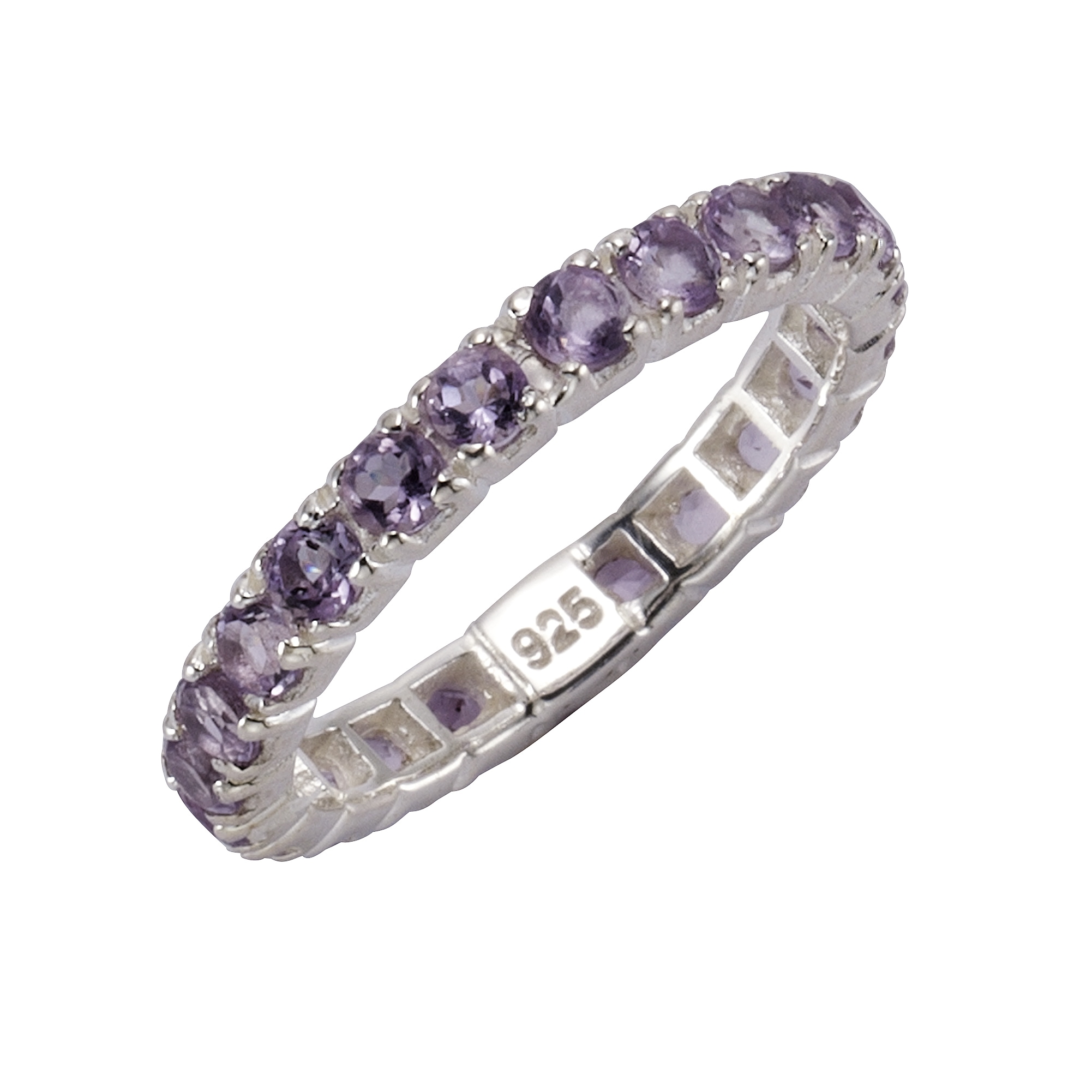 Fingerring ZEEME "925/- Sterling Silber rhodiniert Amethyst" Gr. 54, weiß, Fingerringe, Damen, 054 (17,2), Silber 925 (Sterlingsilber) Image