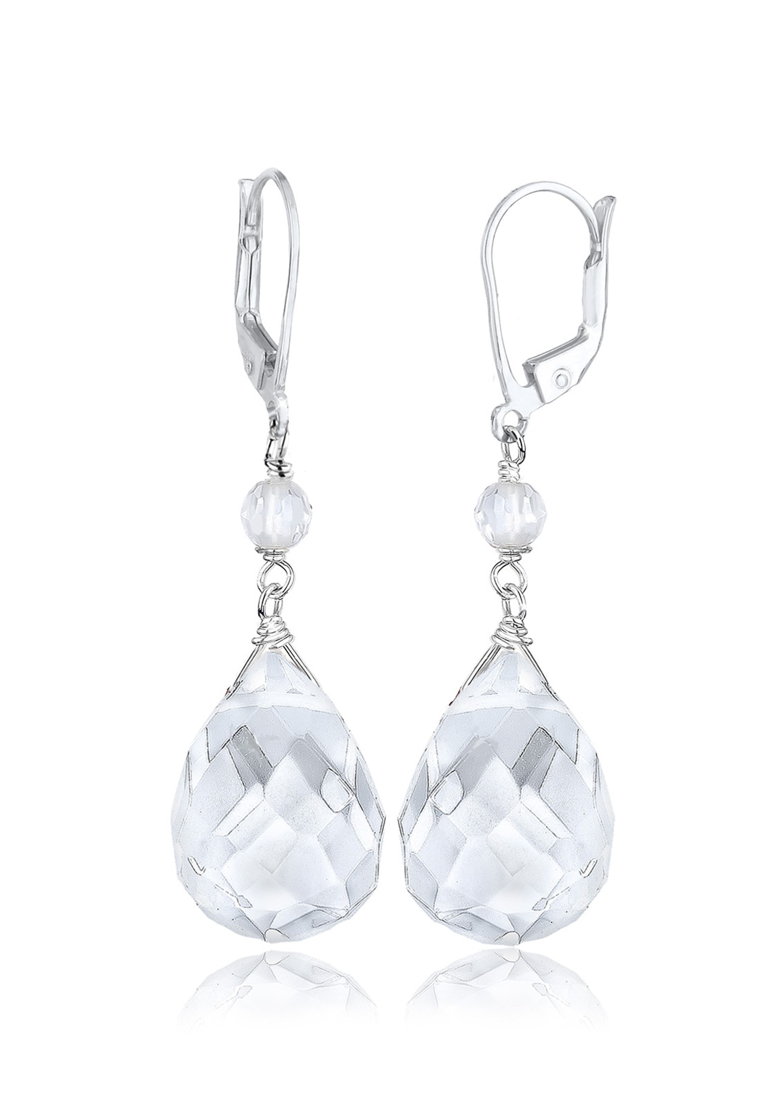 Paar Ohrhänger ELLI "Tropfen Bergkristall Elegant Festlich 925 Silber", weiß, Ohrringe, Damen, onesize,mit Steinen, Silber 925 (Sterlingsilber) Image