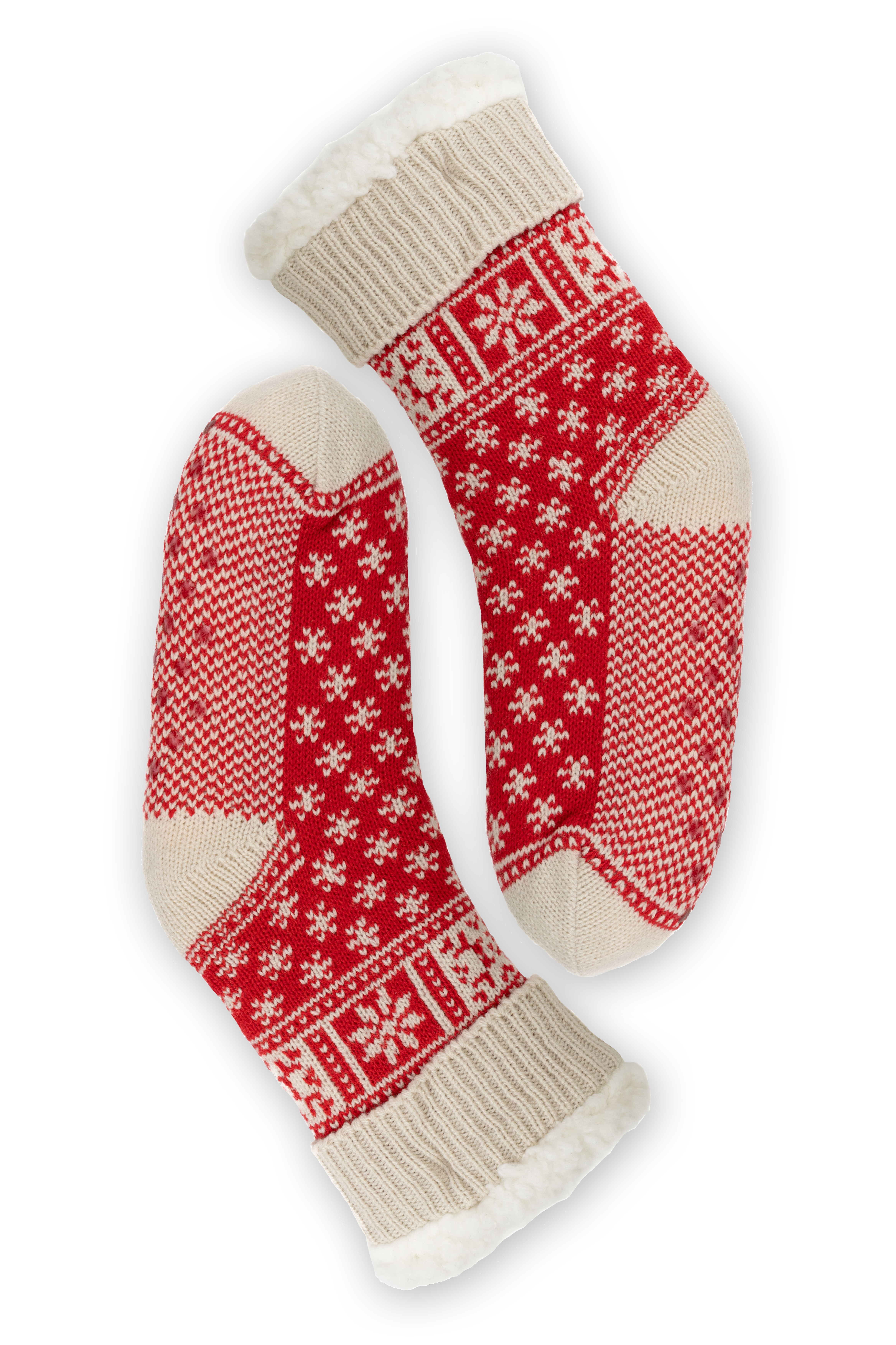 Socken CAPELLI NEW YORK "Haussocke red combo", Damen, Gr. 39-42, rot combo, Polyester, gemustert, mehrfarbig, Socken Socken, rutschsicher, Feinstrick, warm gefüttert