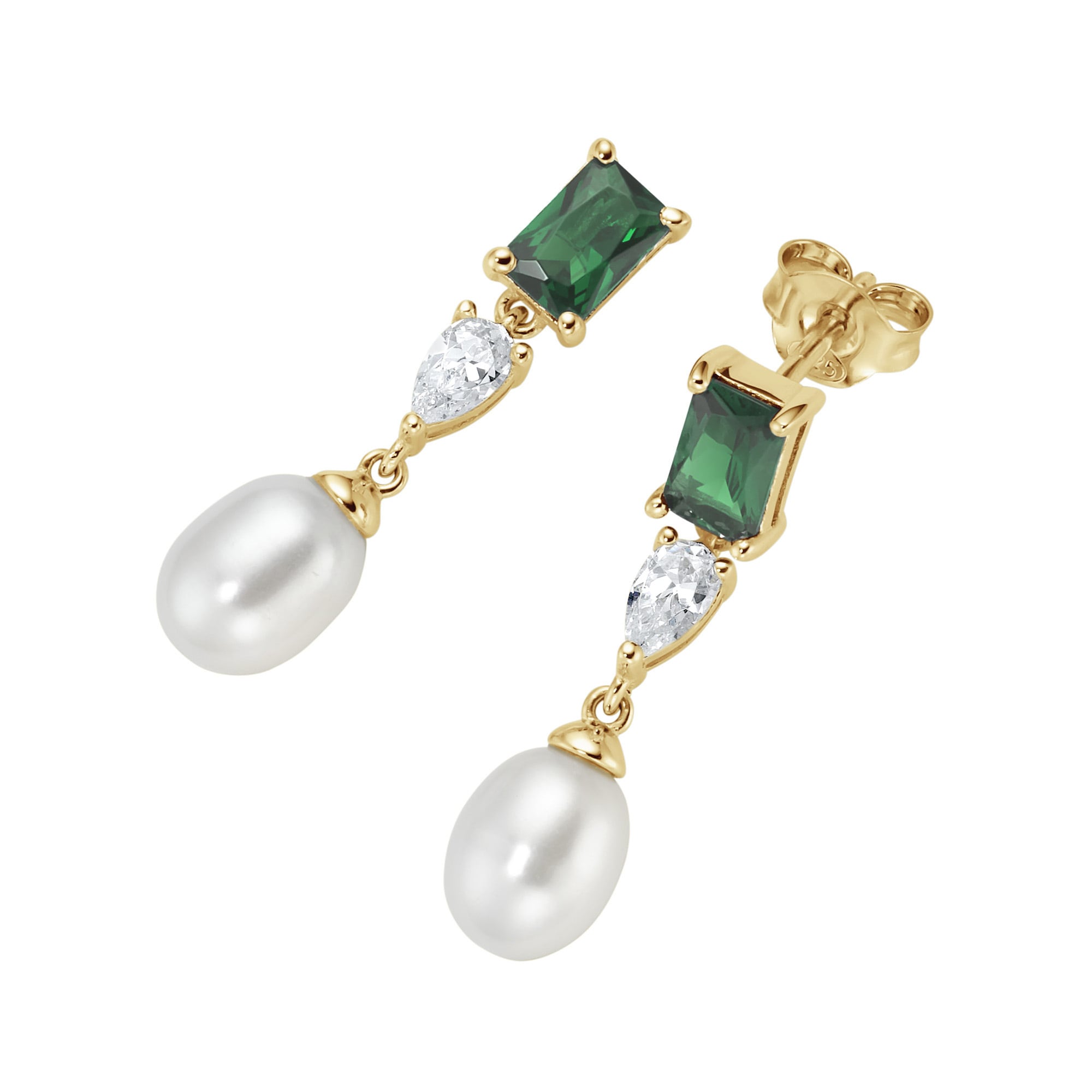 Paar Ohrhänger SMART JEWEL "mit edlen Steinen und Süßwasser-Perle, Silber 925", gold, Ohrringe, Damen, Silber 925 (Sterlingsilber) Image