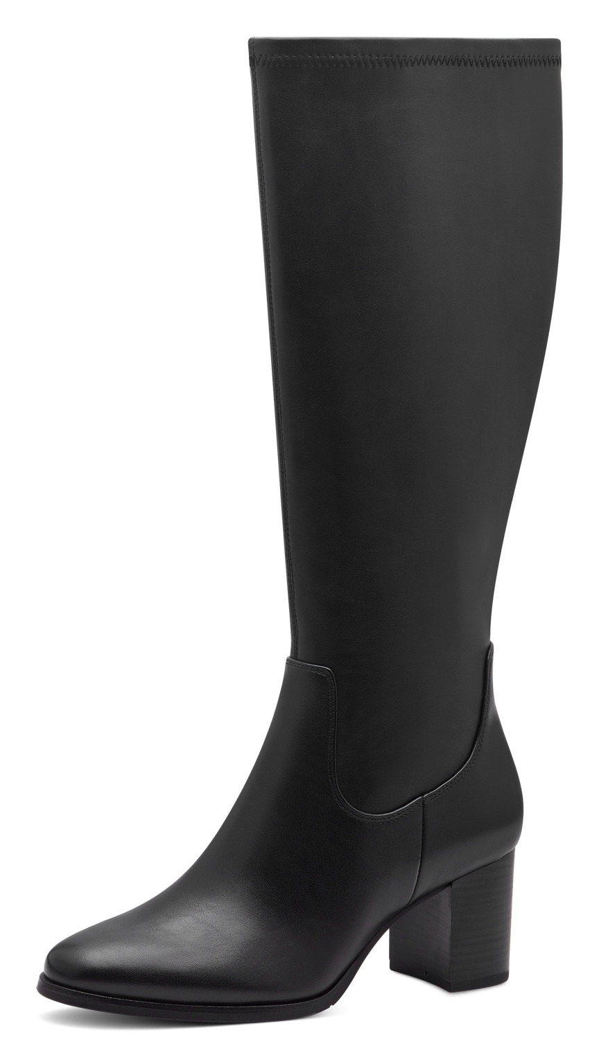 Stiefel MARCO TOZZI, Damen, Gr. 41, Normalschaft, schwarz, Lederimitat, unifarben, Schuhe Stiefel, klassischer Stiefel in Karreeform als Allrounder