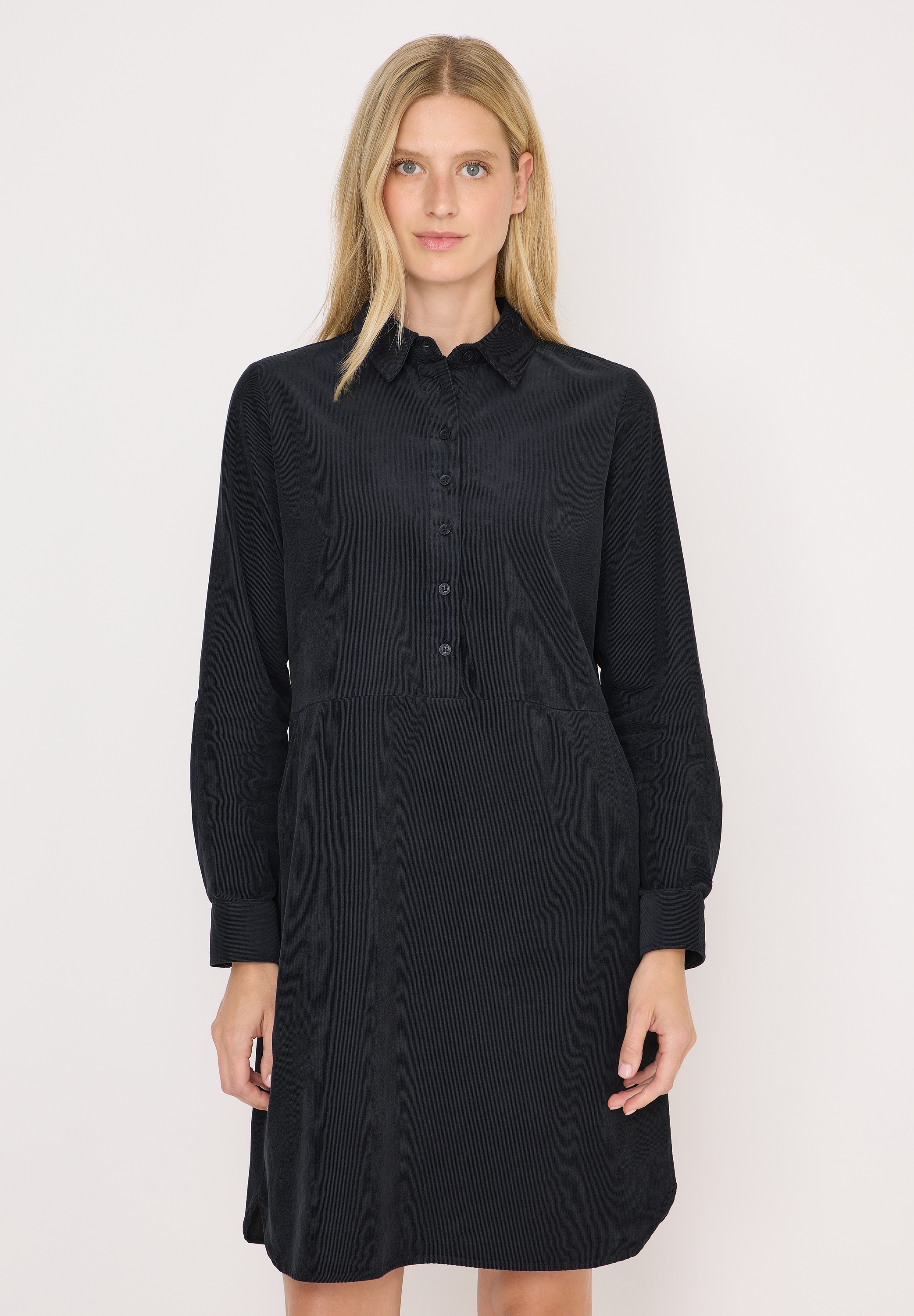 Tunikakleid CECIL, Damen, Gr. XL (44), US-Größen, grau (carbon grau), Web, 100% Baumwolle, unifarben, normal knielang, V-Ausschnitt, Bündchen, Kleider, aus 100% Baumwolle