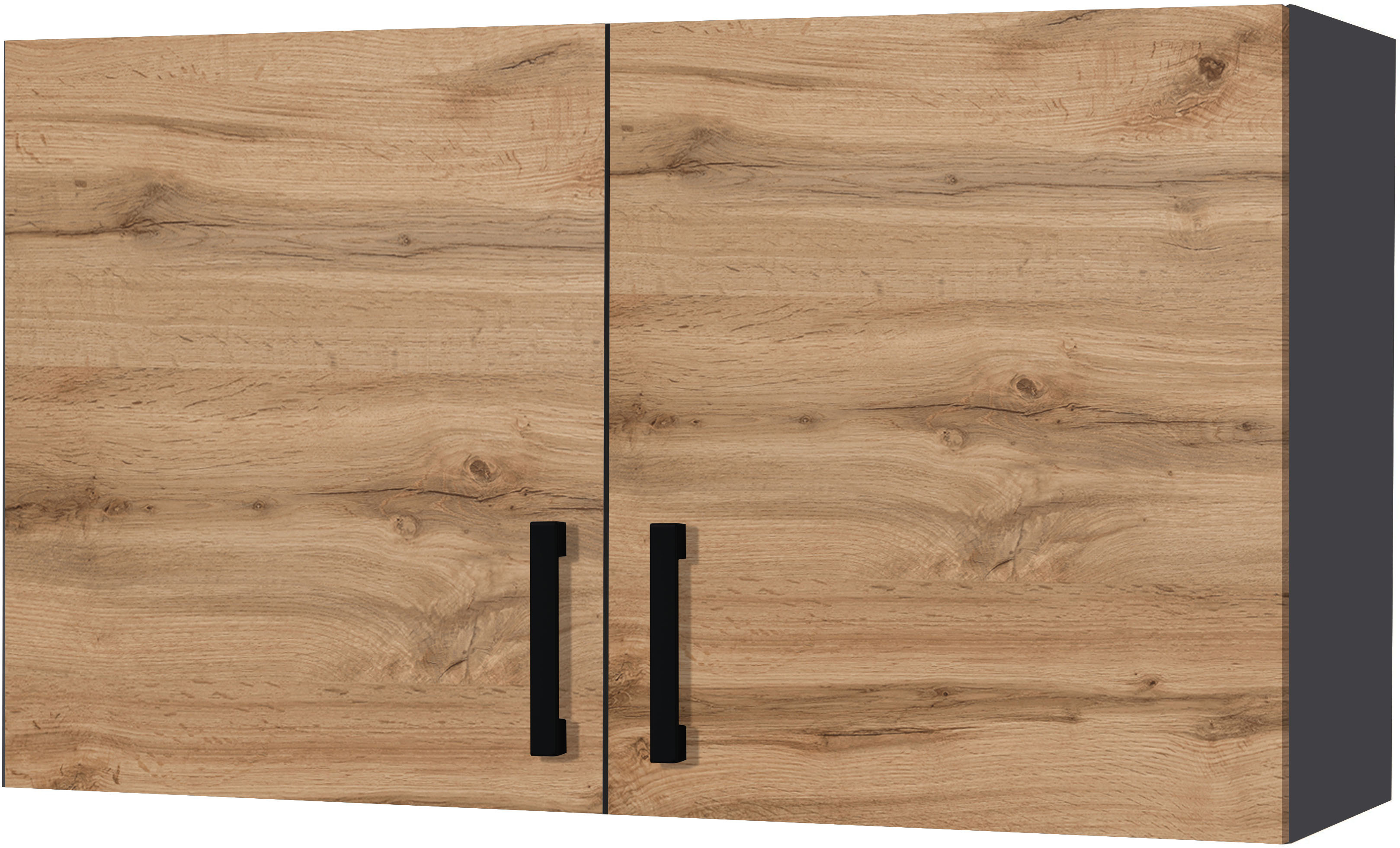 Hängeschrank KOCHSTATION "KS-Toronto, Breite 100 cm", grau (wotaneiche, grafitgrau), B:100cm H:57cm T:34cm, Spanplatte, Schränke, Hängeschrank