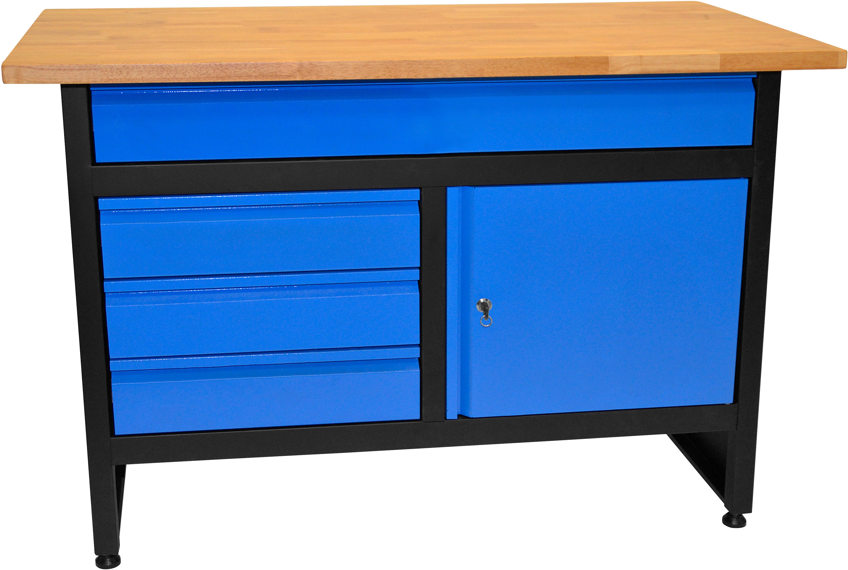 Werkbank GÜDE "GW 3/1", blau (blau, schwarz), B:120cm, Holz, Metall, Werkbänke