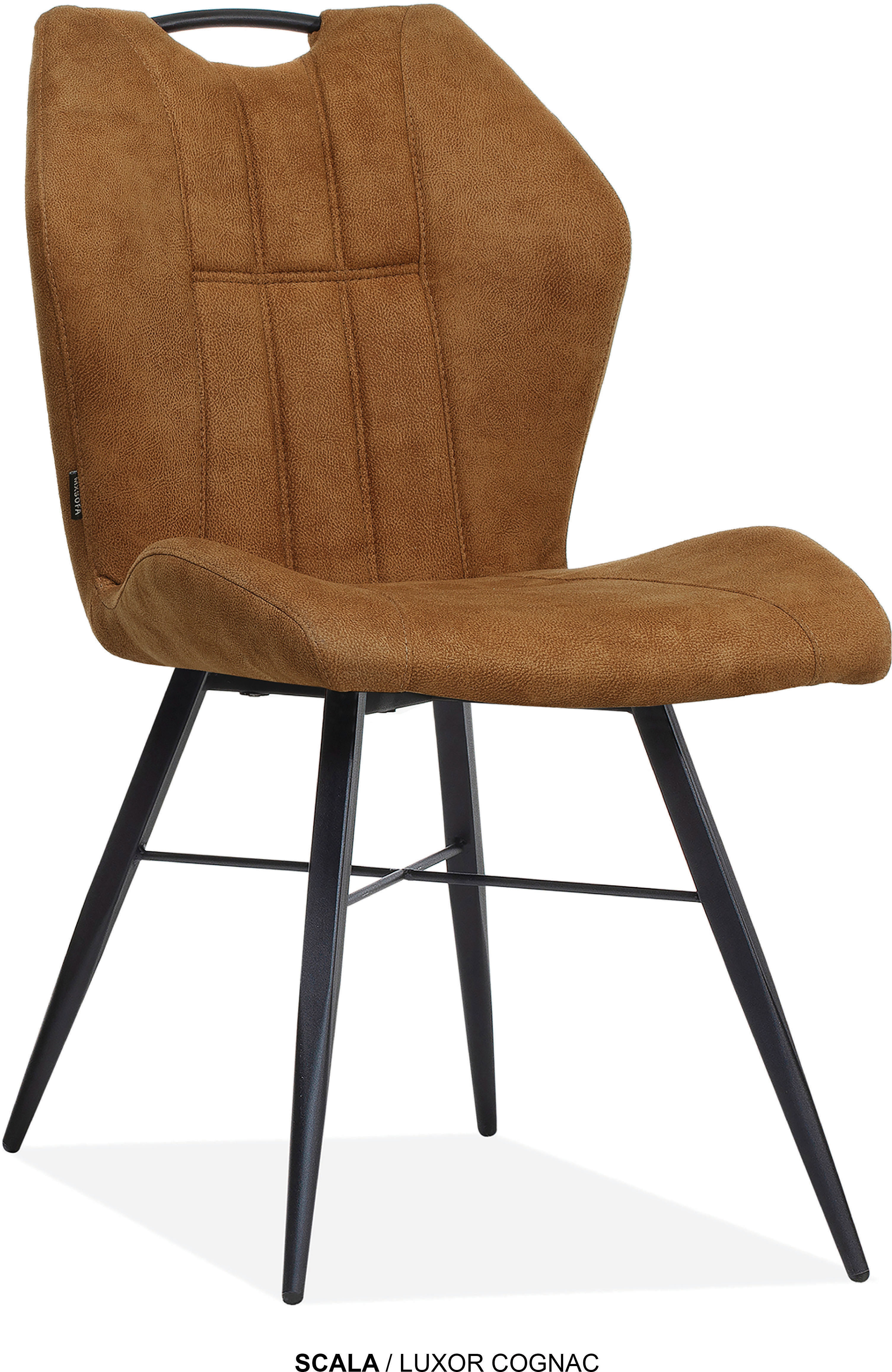 Esszimmerstuhl OMG DESIGN "Scala", cognac, schwarz, B:51cm H:90,5cm T:61cm, Polyester, Stühle, Esszimmerstuhl, pflegeleichter Bezug Image
