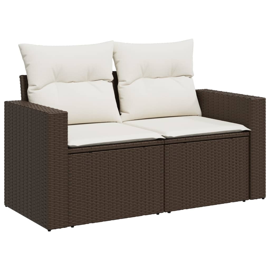vidaXL Gartensofa mit Kissen 2-Sitzer Braun Poly Rattan Image