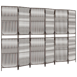 vidaXL Paravent 6-tlg. Braun Poly Rattan Image