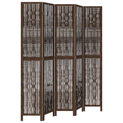 vidaXL 5-tlg. Raumteiler Dunkelbraun Massivholz Paulownia Image