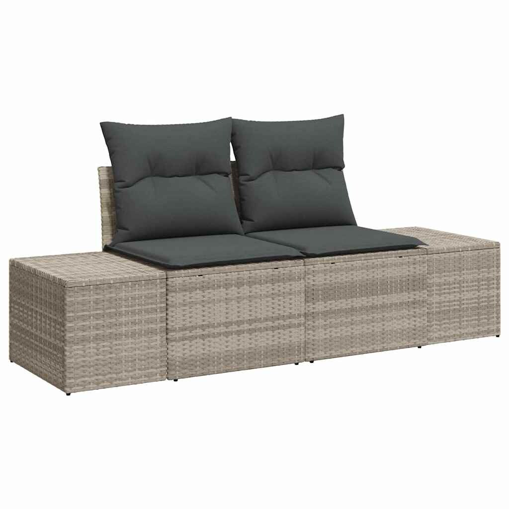 vidaXL Gartensofa mit Kissen Grau 123 x 62 x 69cm Poly-Rattan Image