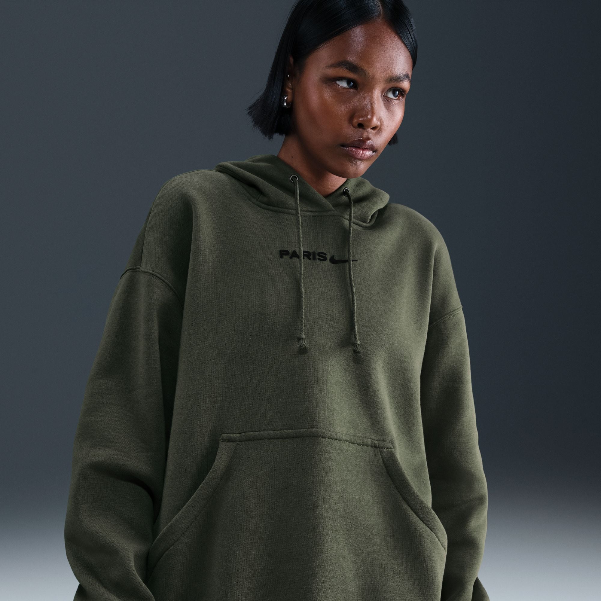 PSG Nike Oversized Phoenix Hoodie - Khaki