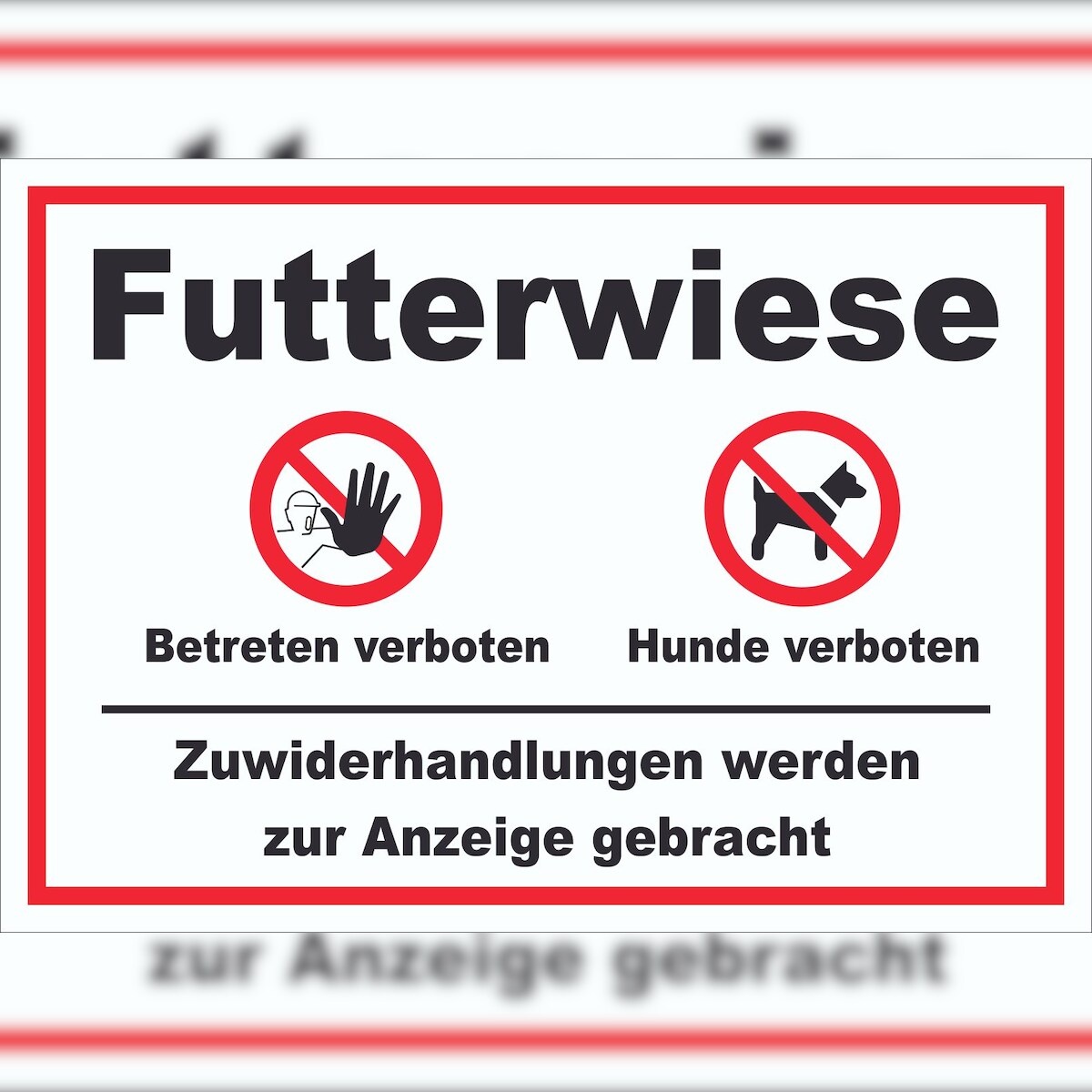 HB-Druck Futterwiese Betreten verboten Hund anleinen Schild A0 (841x1189mm) Image
