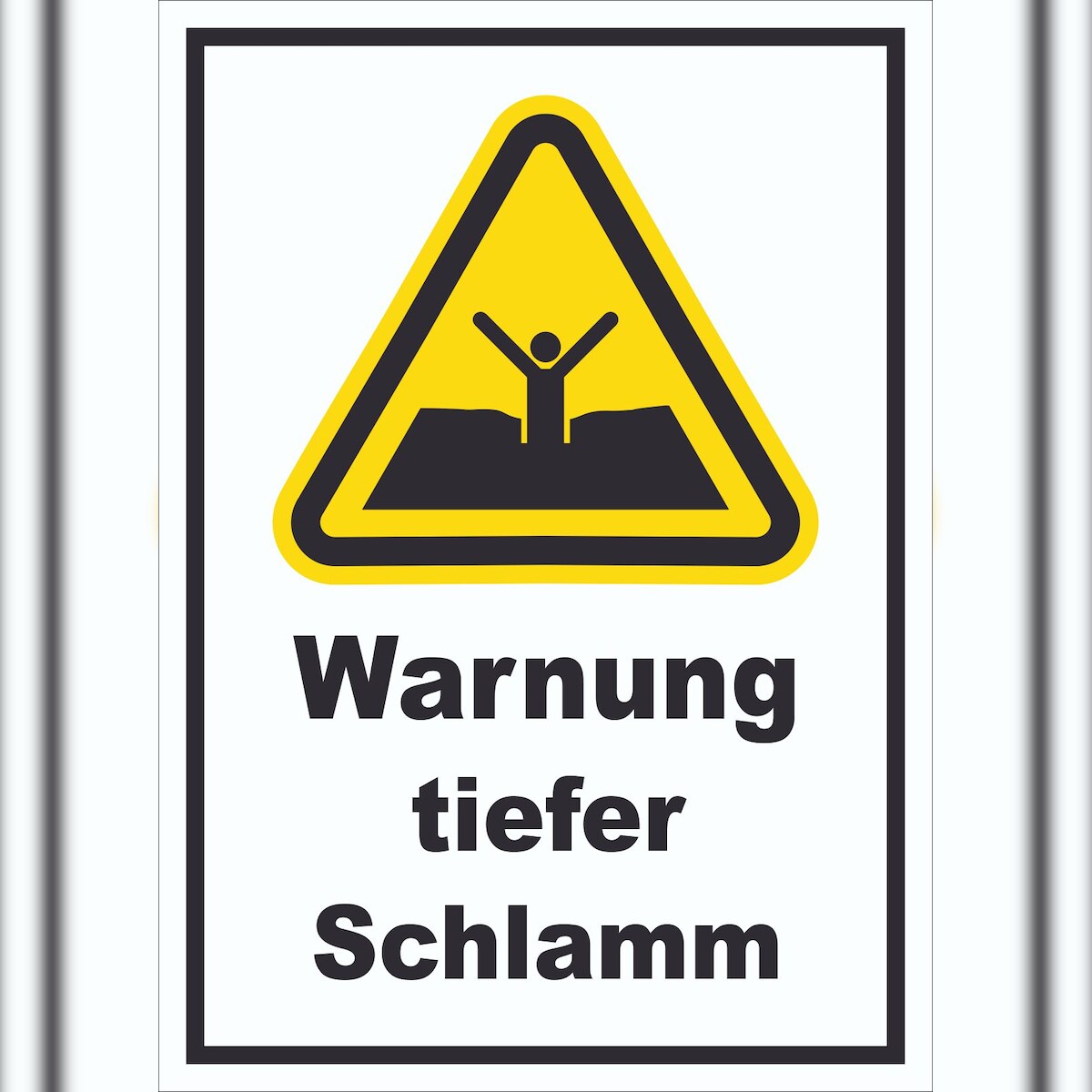 HB-Druck Schild Warnung tiefer Schlamm A5 Rückseite selbstklebend Image