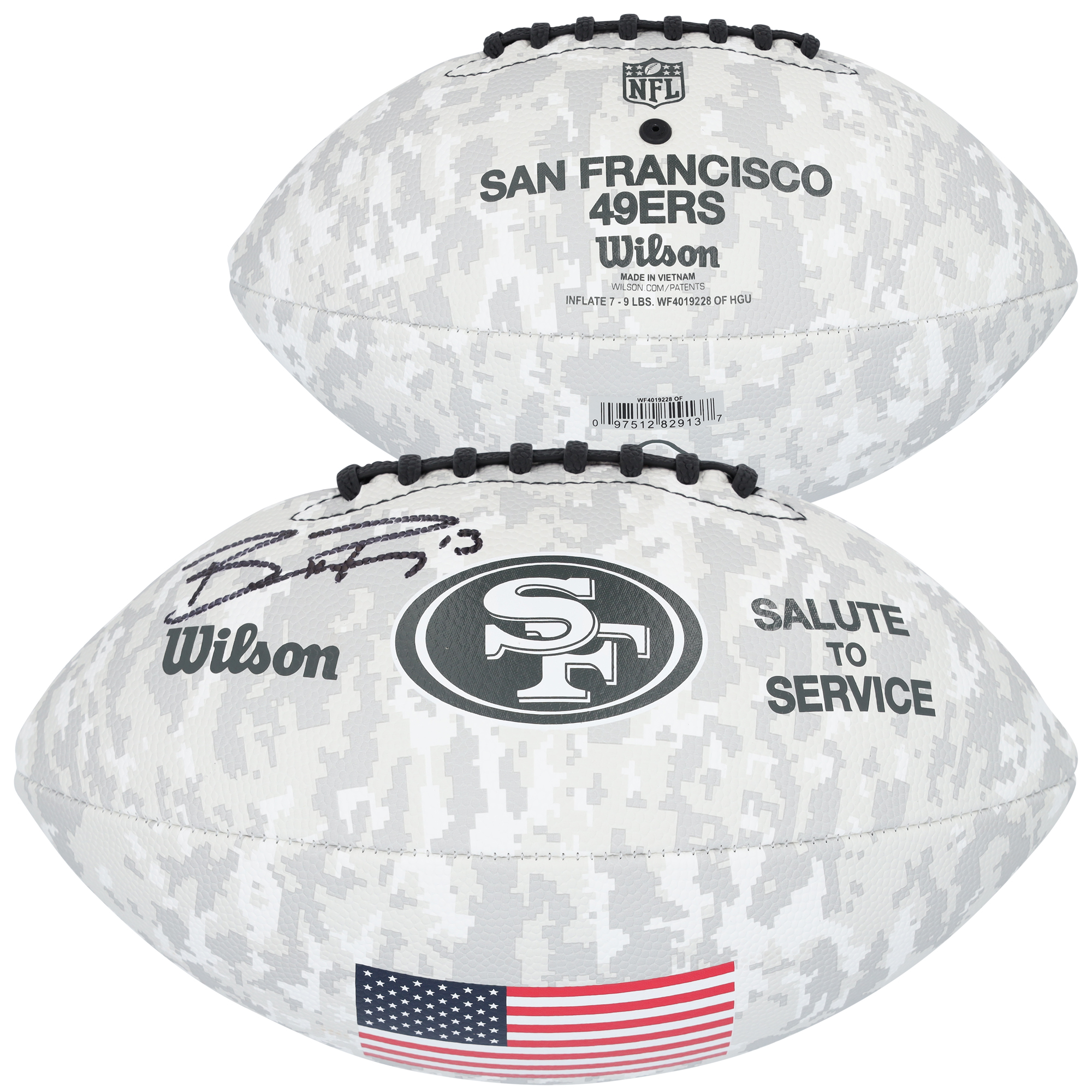 Brock Purdy San Francisco 49ers signiert 2024 Salute To Service Wilson Football Image