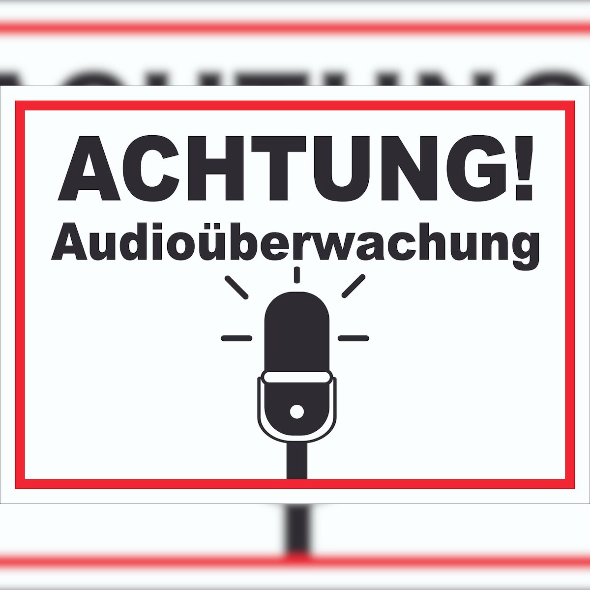 HB-Druck Achtung Audioüberwachung Schild A5 Rückseite selbstklebend Image
