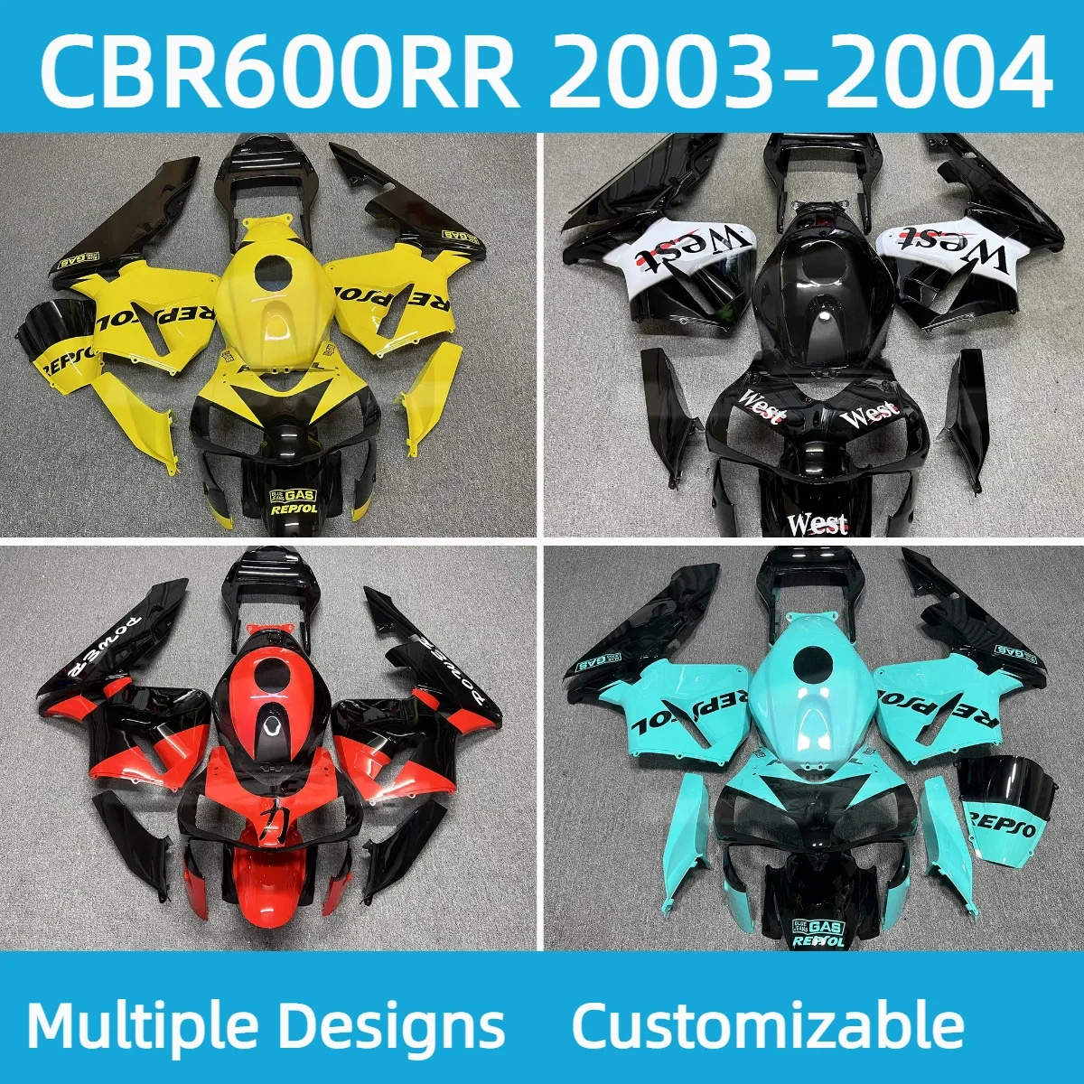 CBR 600RR 2003 2004 Karosserieteile Verkleidungsset für HONDA CBR600RR 03 04 Motorrad Hochwertige Verkleidungen ABS-Kunststoff Image