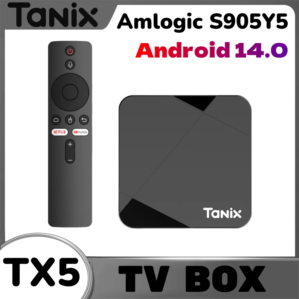 Original TANIX TX5 Set-top Box S905Y5 Quad Core Chip Android 14 WiFi6 4K HD Media Player TV Box 2/4GB ROM 16/32/64GB Set-top Box