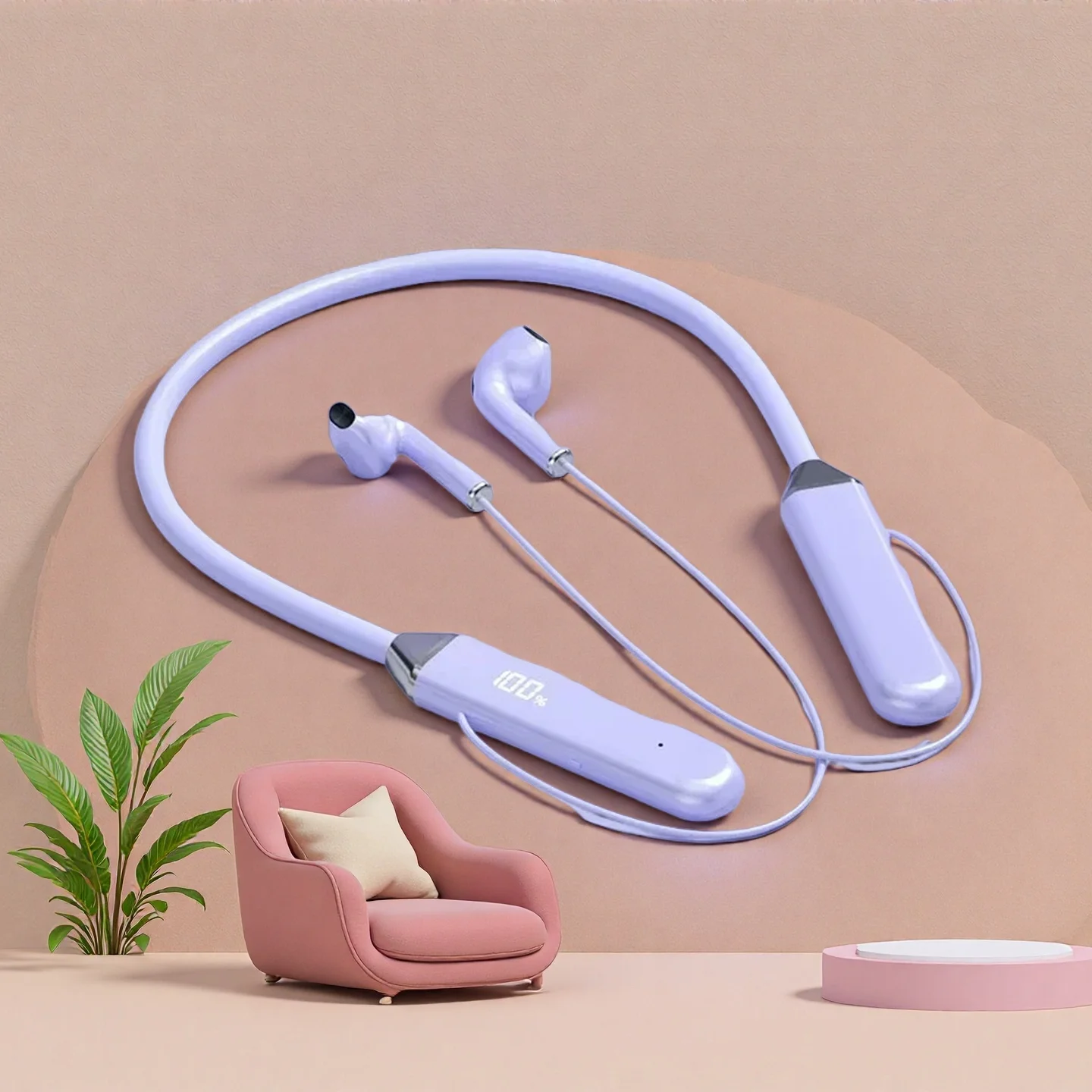 Wireless Neck Headphones Bluetooth Headphones Game Power Display Headphones TWS Earphones Sports Headphones with Microphone
