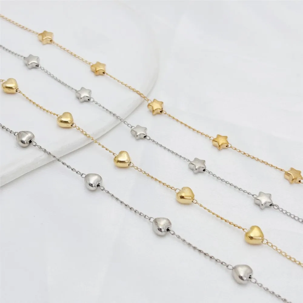 1Meter 6mm CCB Herz Stern Perle Kupfer Kette für Armband Halskette Fußkettchen Gläser Anti Slip Ketten DIY handgemachte Schmuck Machen Image