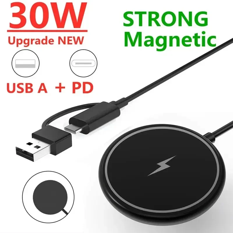 30 W magnetisches kabelloses Ladegerät für iPhone 17 16 15 14 13 Pro Max Mini-Desktop-Ladegeräte USB A PD-Magnet-Schnellladestation Image
