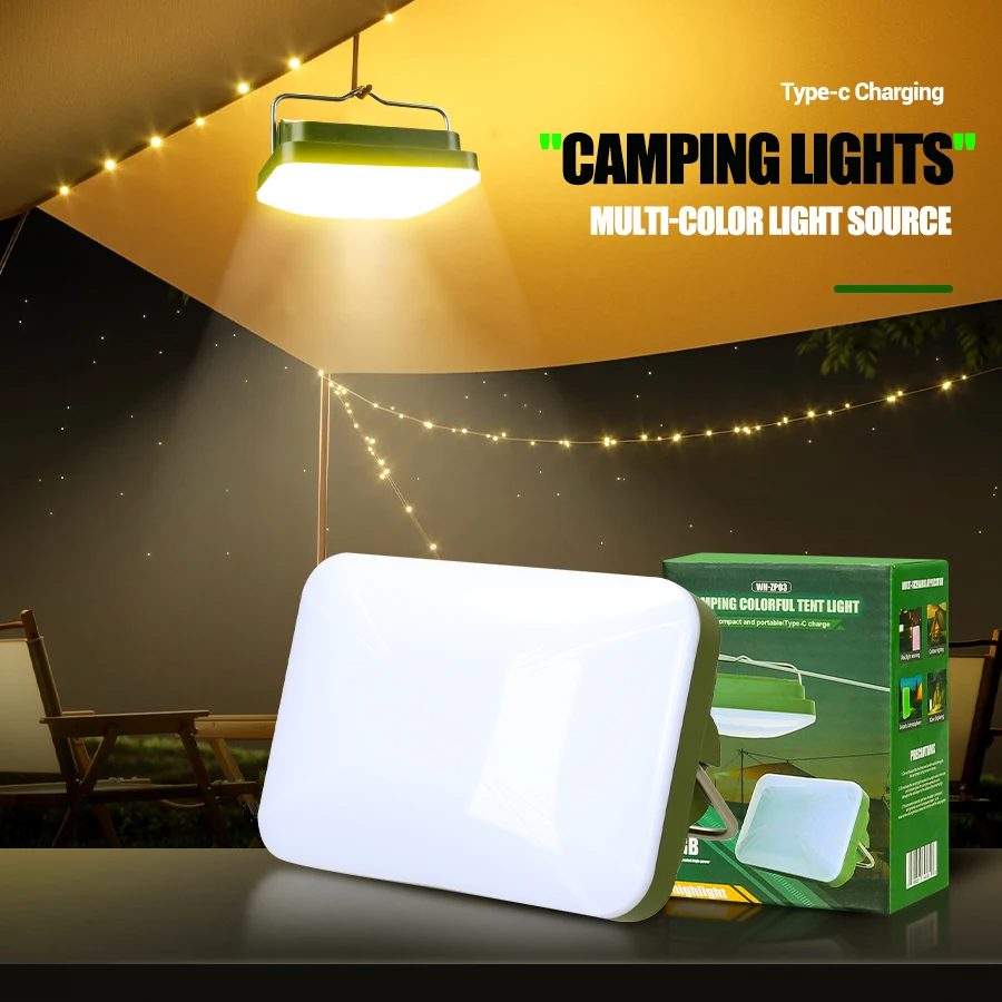 Tragbare wiederaufladbare Mini-LED-Campinglampe mit Haken, Outdoor-Camping-Laterne, Notfall-Hängezelt, Angeln, wasserdichte Lichter