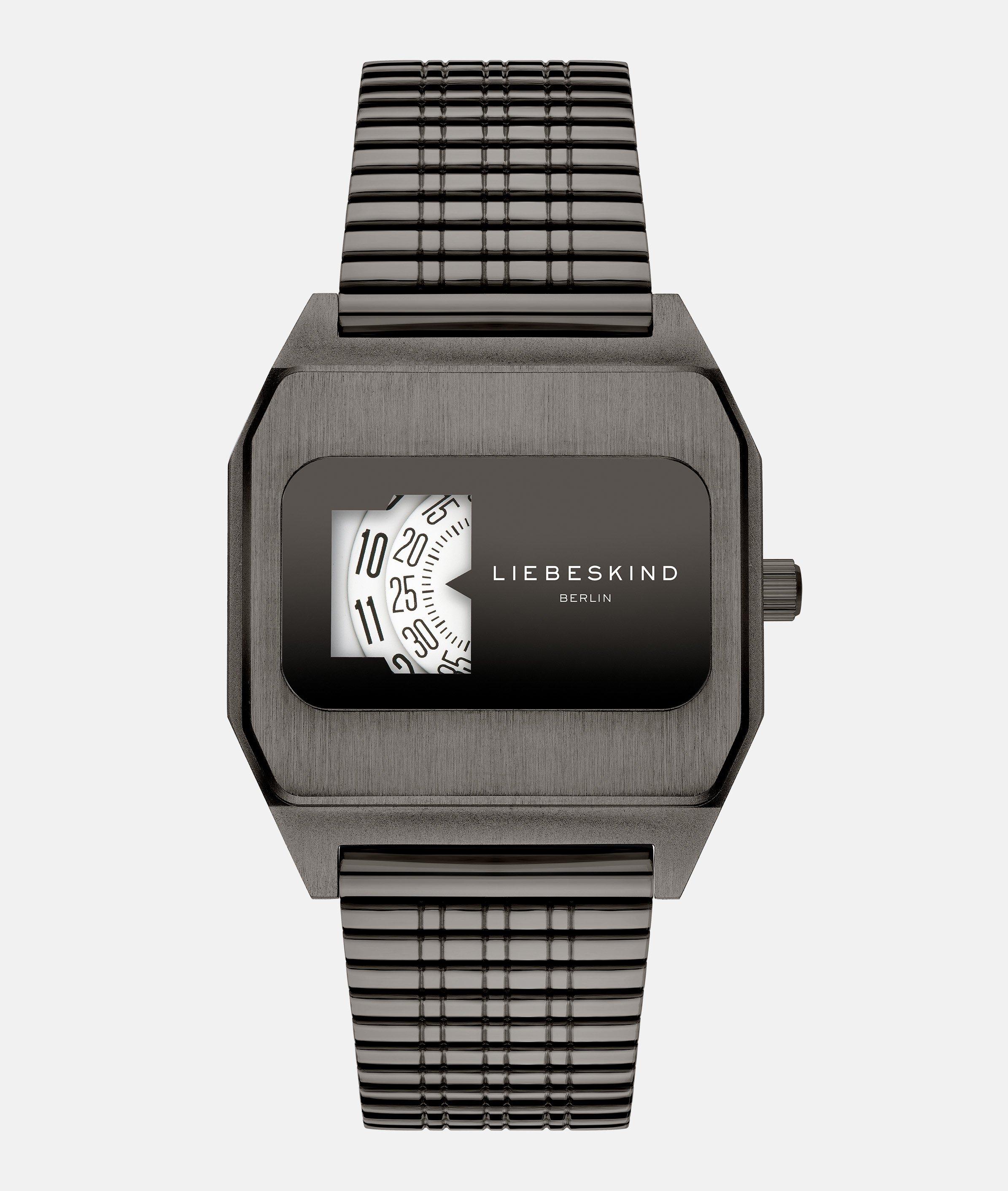 Quarzuhr LIEBESKIND BERLIN "Vinyl Vision", schwarz, Armbanduhren, Damen, Armbanduhr, Damenuhr, Edelstahlarmband, analog Image