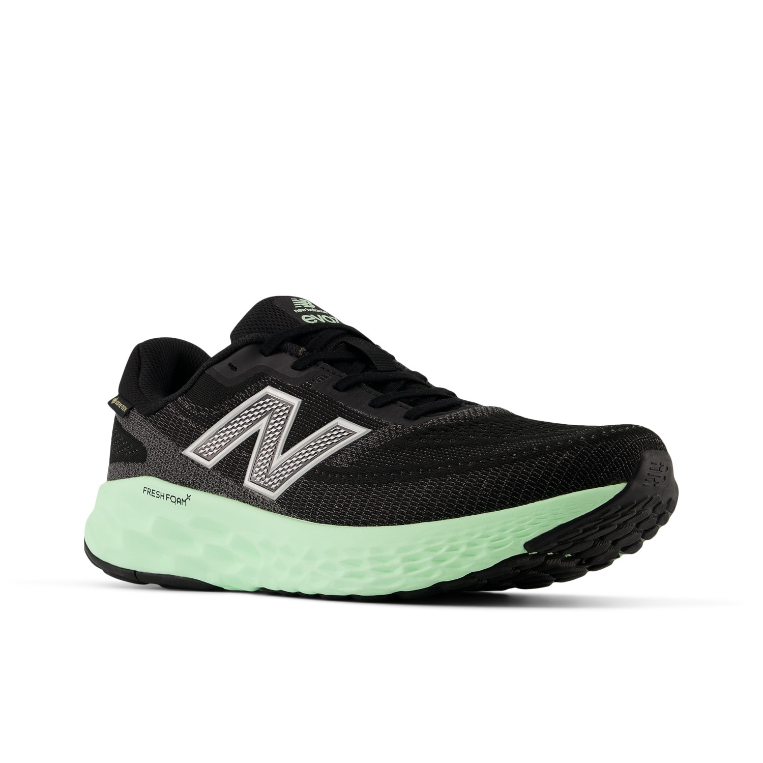 Laufschuh NEW BALANCE "FRESH FOAM X EVOZ V4 GORE TEX", Gr. 44, schwarz, lab grün, silber metallic, Textil, Schuhe, wasserdicht Image