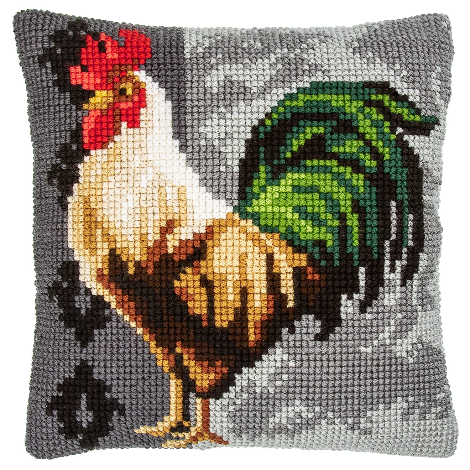 Kreuzstichkissen Hahn