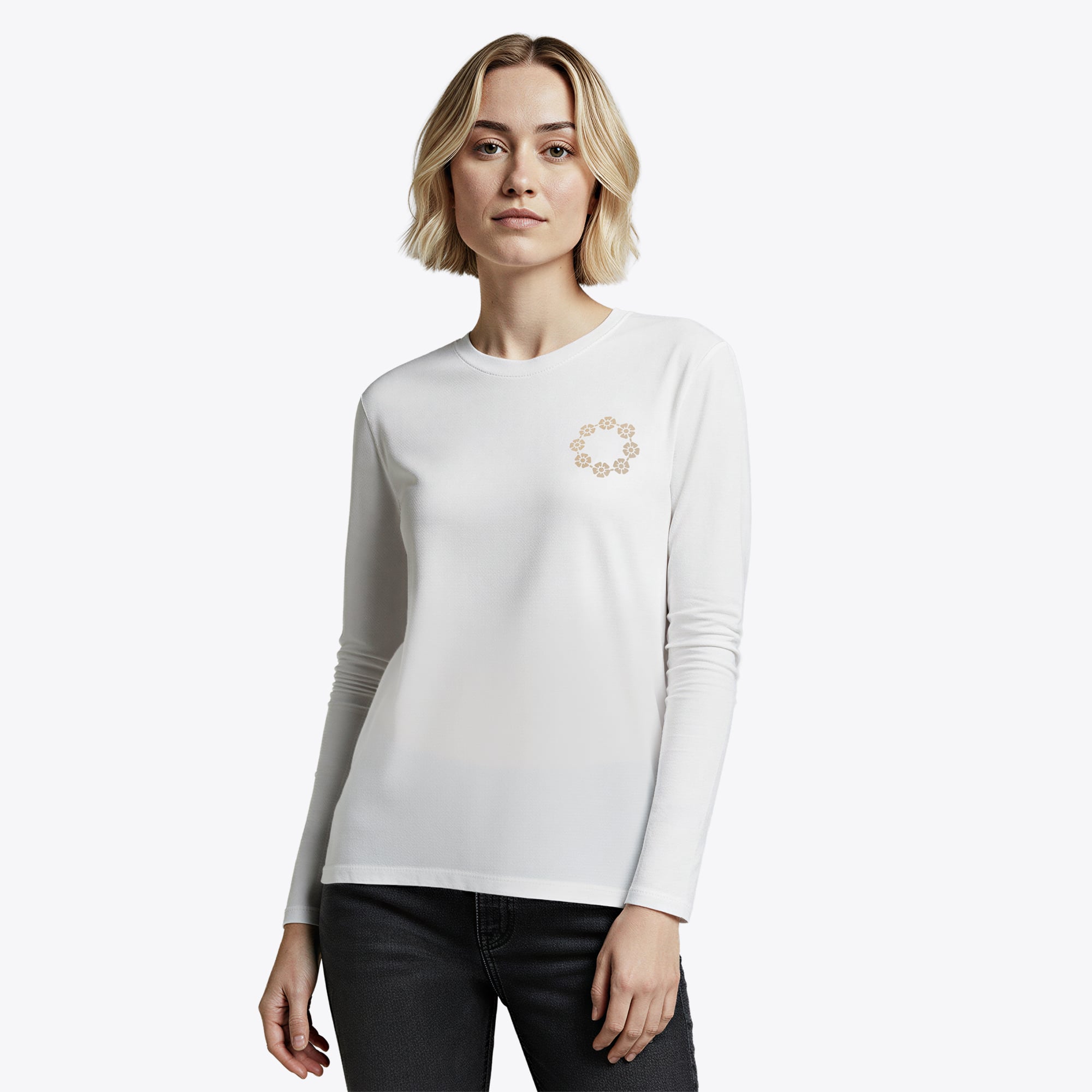 Chelsea Crown Of Roses Langarm-T-Shirt – Weiß – Damen