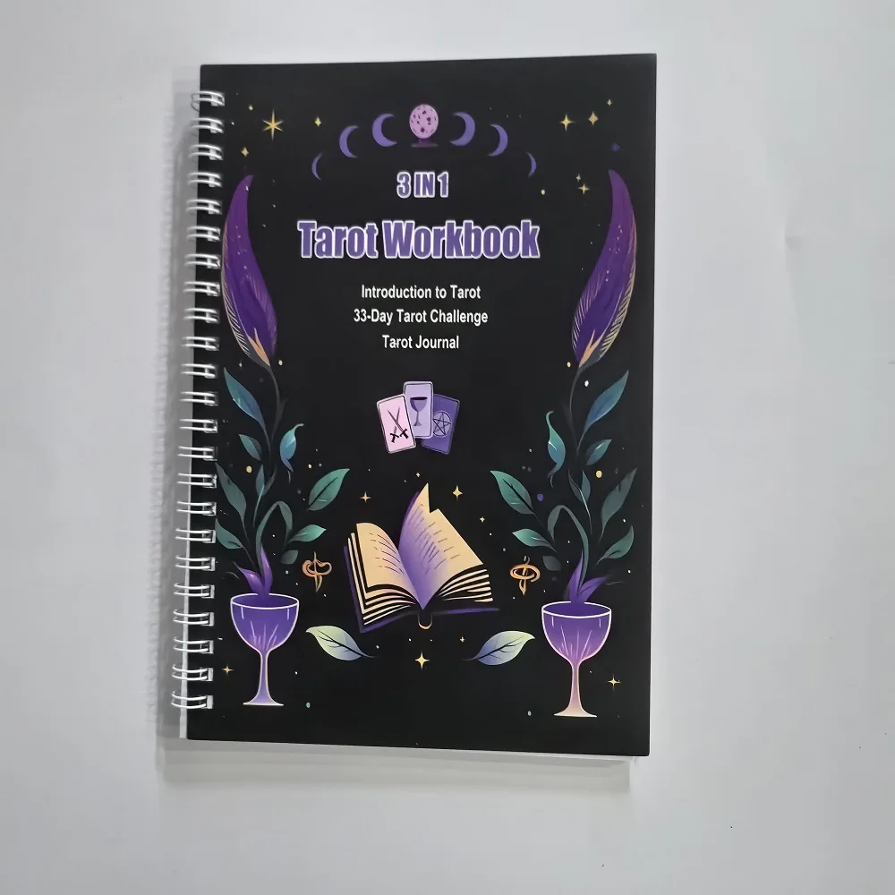 3-in-1-Führungs-Tarot-Arbeitsbuch für Anfänger. Einführung in das Tarot. 33. Tage Tarot-Challenge-Tagebuch, englisches Buch Image