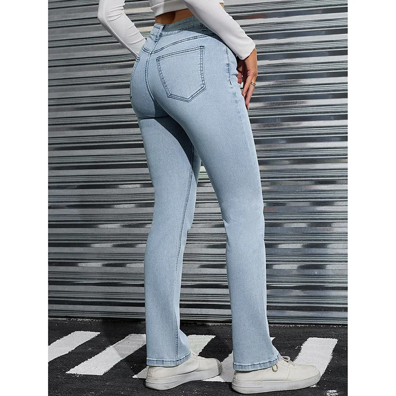 2025 Dame Klassische Designer Gerade Bein Ausgestelltes Jeans Mädchen Hohe Taille Denim Hosen Frauen Casual Mode Dünne Hosen Image