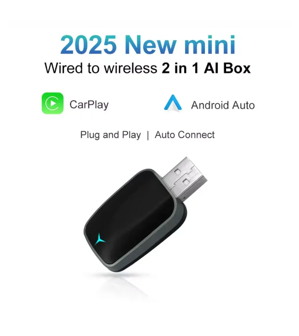 Mini Wireless CarPlay & Android Auto Adapter – Plug & Play Dongle, Konvertieren Sie kabelgebunden in kabellos, USB-A/C, kompatibel mit ab 2016 Image