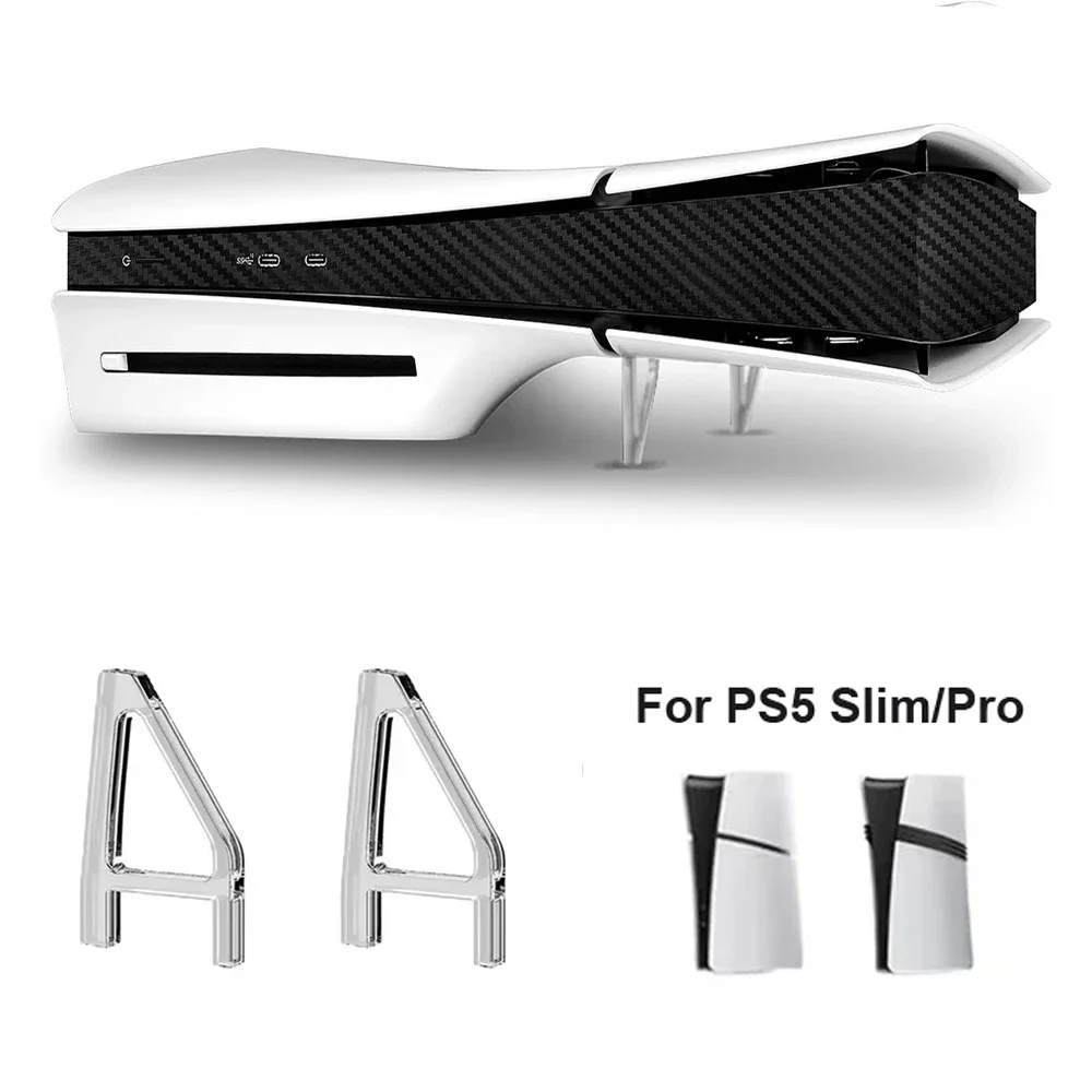 2Pcs Transparent Horizontale Ständer Für PS5 Slim/Pro Acryl Dreieck Basis Halter Unterstützung Lagerung Stehen für PS5 Slim zubehör Image