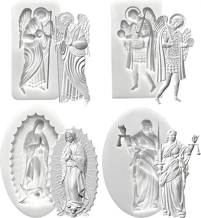 Angel Relief Silikonformen Antikes Griechenland Göttin Fondant Formen Schokolade Backformen für Kuchendekoration Harz Ton 4er-Set Image