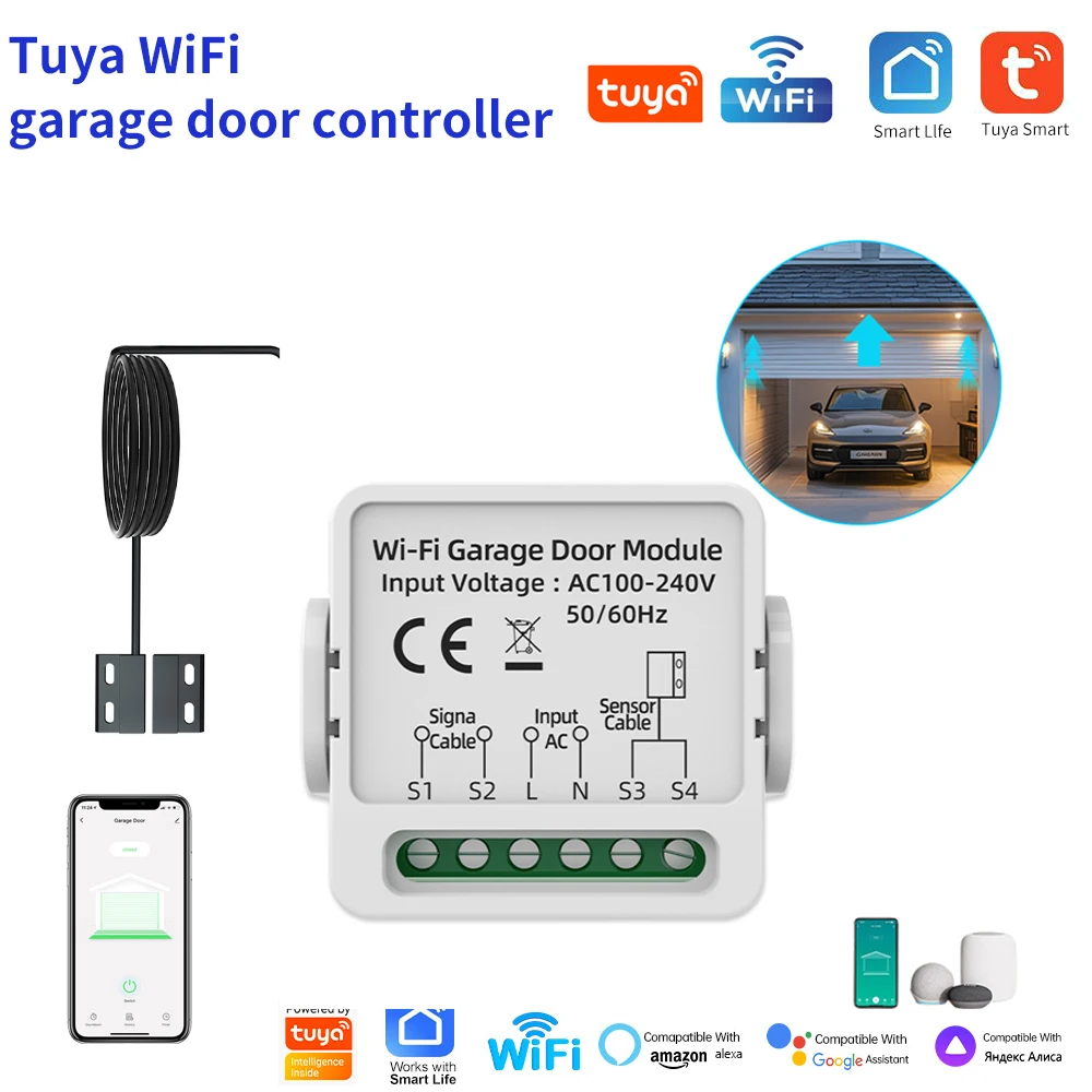 Tuya WIFI Garagentor-Controller Smart Home Türöffner Automatische Arbeit mit Alexa Google Home Sprachsteuerung App Fernbedienung Image