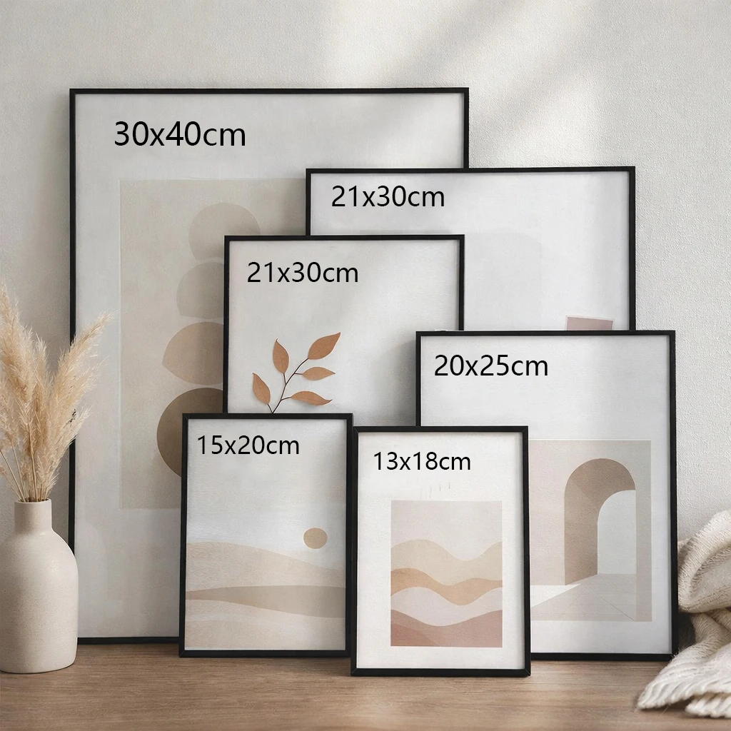 Bilderrahmen 30x40 21x30 A4 15x20 13x18 Moderner Metall-Bilderrahmen Schwarz Gold Plexiglas Wandkunst Poster Leinwanddruck Wohnungsdekoration Image