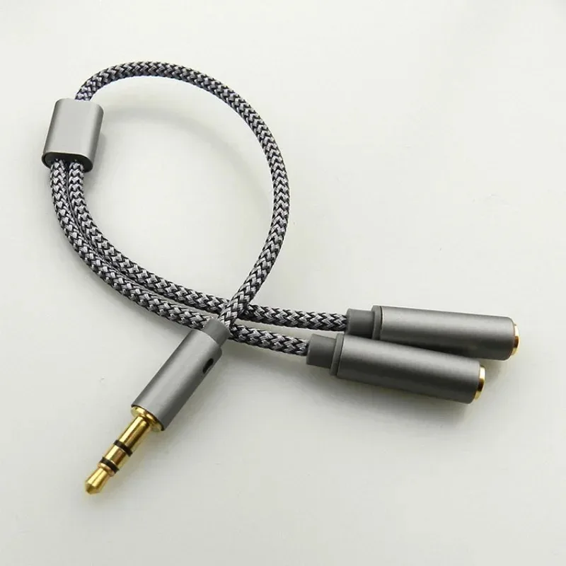 Headset-Adapter, Kopfhörer-Mikrofon-Y-Splitter-Kabel, 3,5 mm Audio-Stecker auf 2 Buchsen, für Kopfhörerverlängerung, mobiler Audio-Adapter-Splitter Image