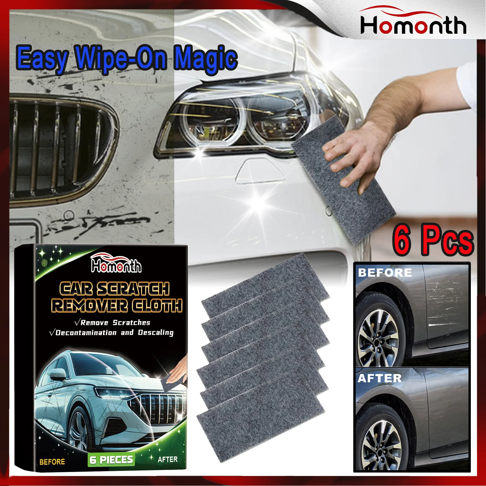 6PCS Nano Scratch Remover Tuch Autolack Reparatur Polnischen Kit für Swirl Marks Licht Kratzer Entfernung Wiederherstellung Glanz Auto pflege Image