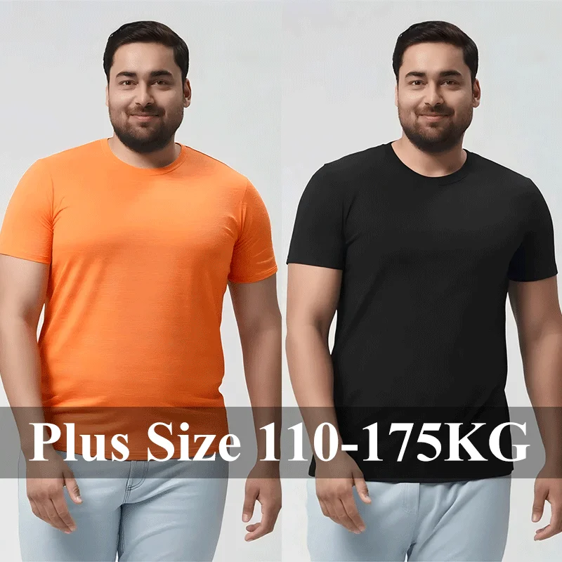 Schnell trocknendes Sport-T-Shirt für Herren, Übergröße 6XL 7XL, 110–175 kg, Outdoor-Laufen, Wandern, Radfahren, Rundhals-Kurzarm-T-Shirts Image