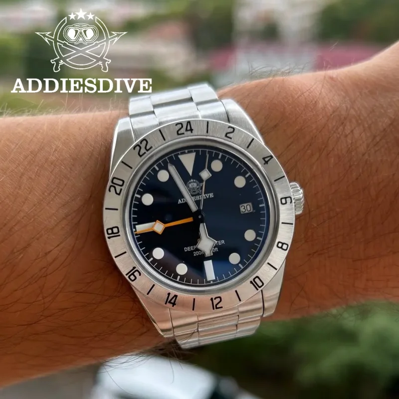 ADDIESDIVE AD2035 Uhr Für Männer Schweizer Ronda 515-24H BGW9 Leuchtende 20Bar Wasserdichte Blase Spiegel Glas GMT Quarz Uhren reloj Image