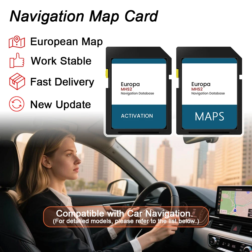Sat Navi SD-Karte für Audi Q2/Q5/A3/A4/A5/S3/S4/S5 2015–2020 MHS2 GPS-Navigation Aktivierungskarte Europa Karte Karte 16 GB Update 2024