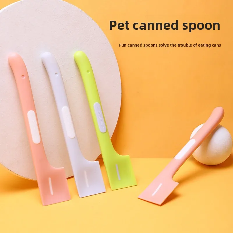 Outil de grattoir de nourriture pour chat pour aliments humides en conserve propre longue poignée conception à Angle droit cuillère pour animaux de compagnie en acier inoxydable peut nettoyeur de
