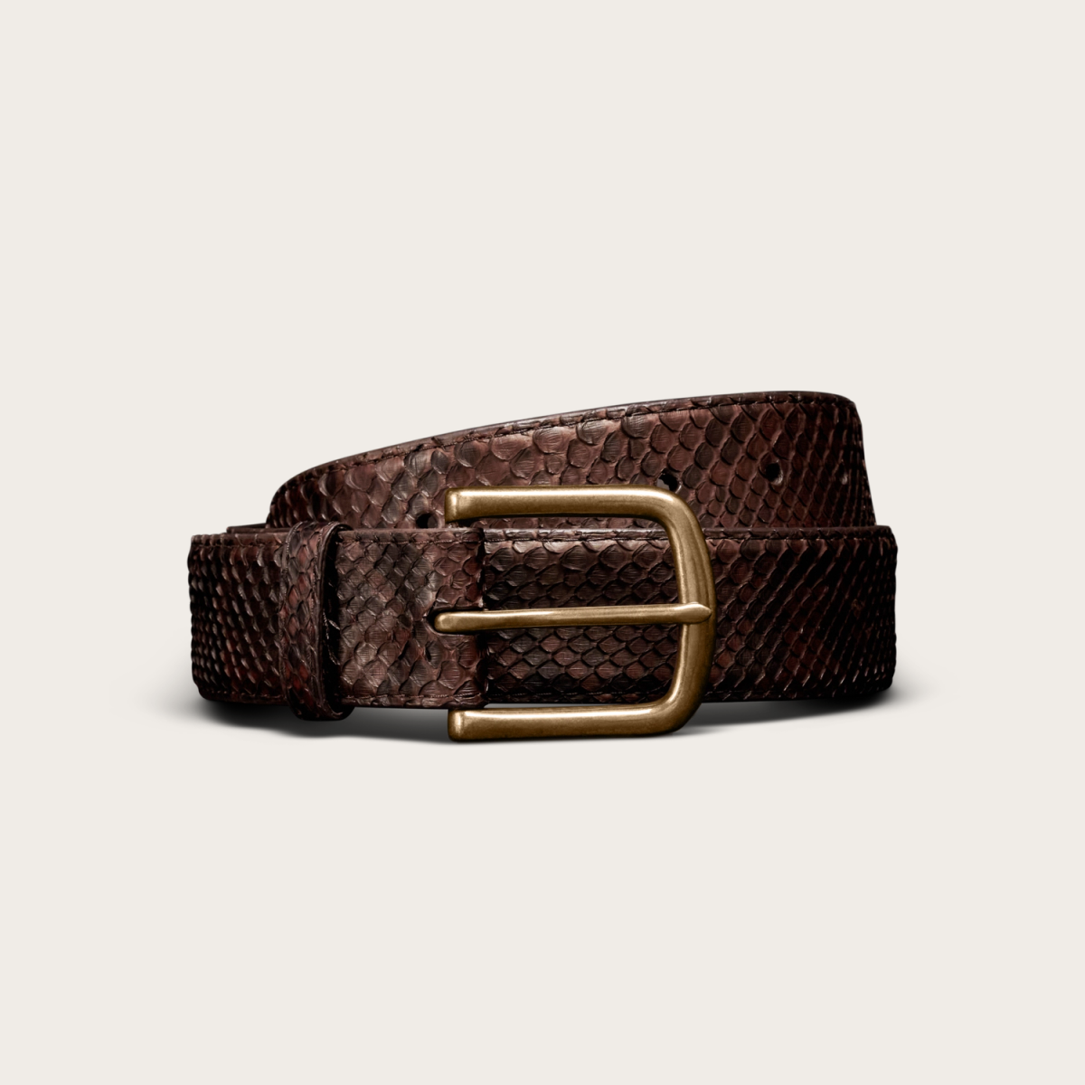 Tecovas Men's Python Belt, Chocolate, Size 32